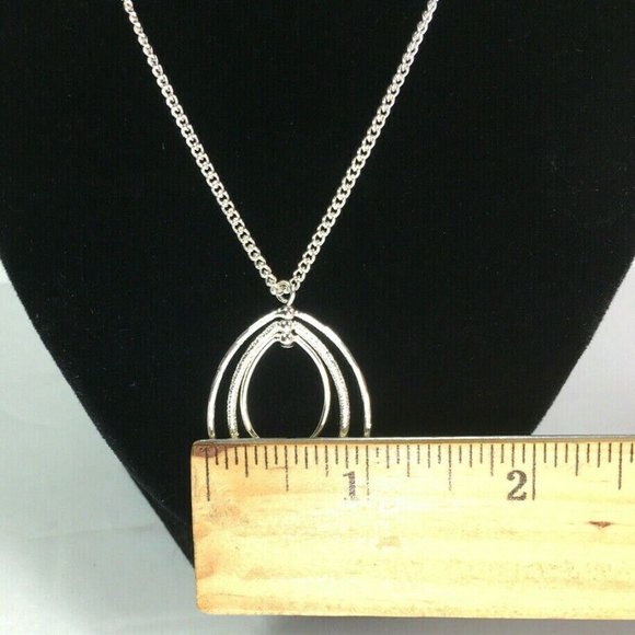 Silvertone Triple Oval Necklace - Picture 7 of 12
